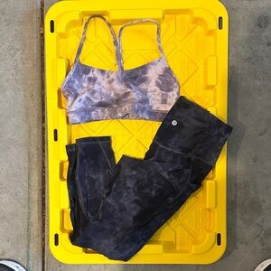 lululemon athletica Tie-Dye Leggings & Sports Bra Set - Purple Gray